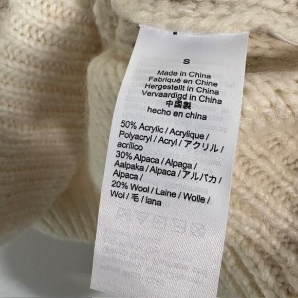J Crew Sweater Womens Small White Alpaca Wool Blend Chunky Cable Knit Pullover - Picture 4 of 7